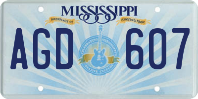 MS license plate AGD607
