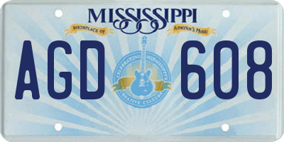 MS license plate AGD608
