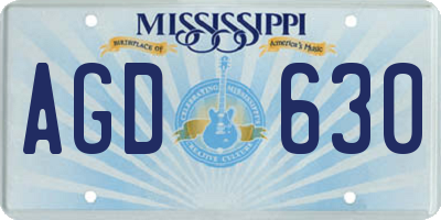 MS license plate AGD630