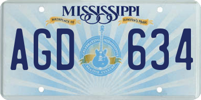 MS license plate AGD634