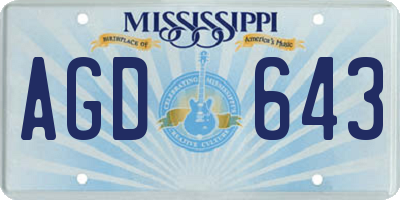 MS license plate AGD643