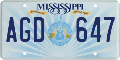 MS license plate AGD647