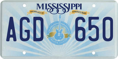 MS license plate AGD650