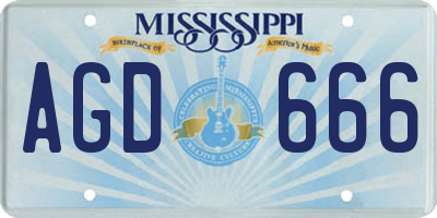 MS license plate AGD666