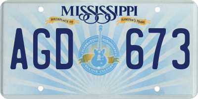 MS license plate AGD673