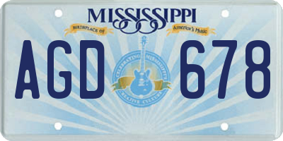 MS license plate AGD678