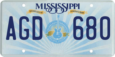 MS license plate AGD680