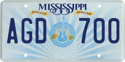 MS license plate AGD700