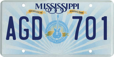 MS license plate AGD701