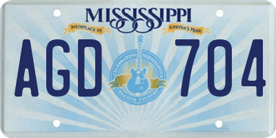 MS license plate AGD704