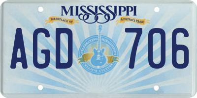 MS license plate AGD706