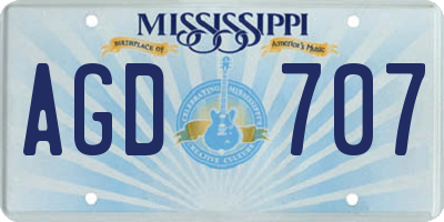 MS license plate AGD707