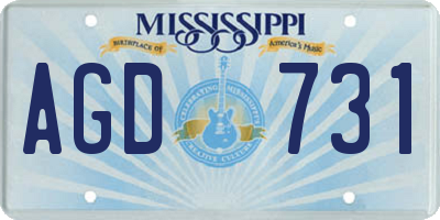 MS license plate AGD731