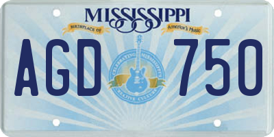 MS license plate AGD750