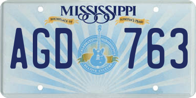 MS license plate AGD763