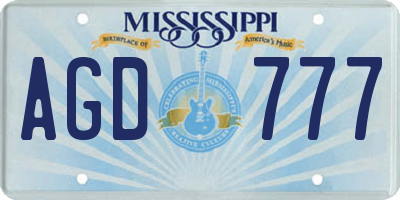 MS license plate AGD777
