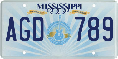 MS license plate AGD789