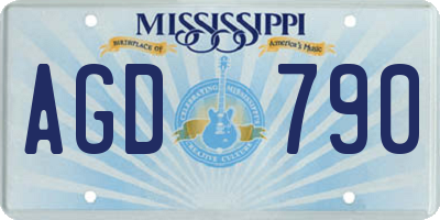 MS license plate AGD790