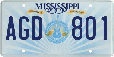 MS license plate AGD801