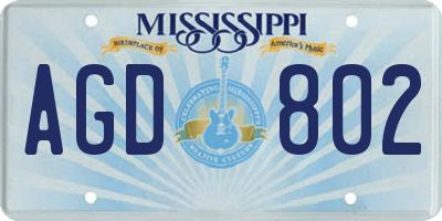MS license plate AGD802