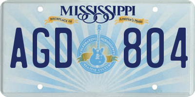 MS license plate AGD804