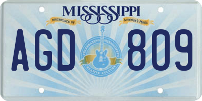 MS license plate AGD809