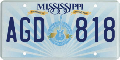 MS license plate AGD818
