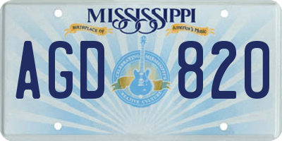 MS license plate AGD820