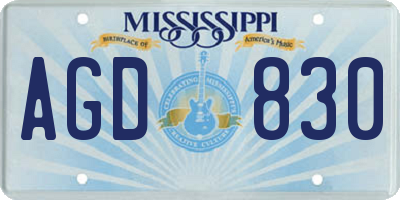 MS license plate AGD830