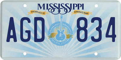 MS license plate AGD834