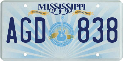 MS license plate AGD838