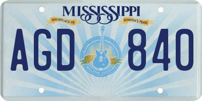 MS license plate AGD840