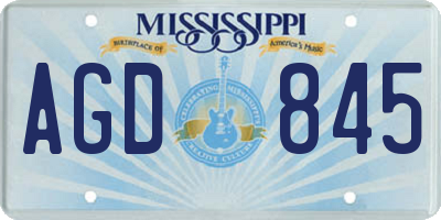 MS license plate AGD845