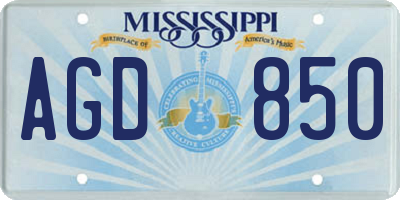 MS license plate AGD850
