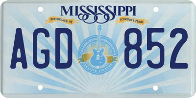 MS license plate AGD852