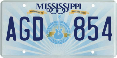 MS license plate AGD854