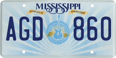MS license plate AGD860