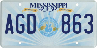 MS license plate AGD863