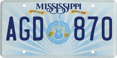 MS license plate AGD870