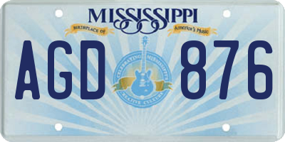 MS license plate AGD876