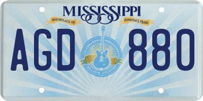 MS license plate AGD880