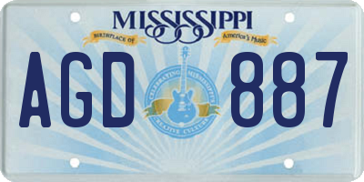 MS license plate AGD887
