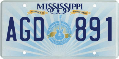 MS license plate AGD891