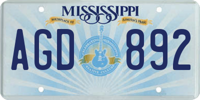 MS license plate AGD892
