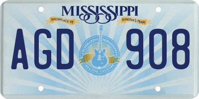 MS license plate AGD908