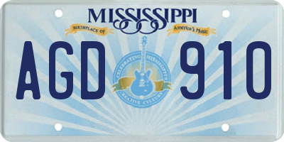 MS license plate AGD910