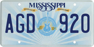 MS license plate AGD920