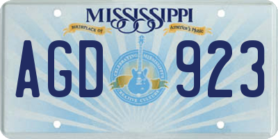 MS license plate AGD923