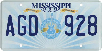 MS license plate AGD928