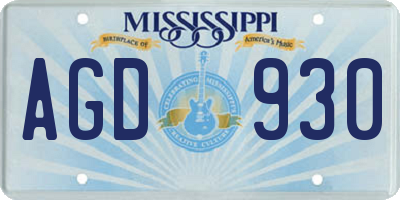 MS license plate AGD930
